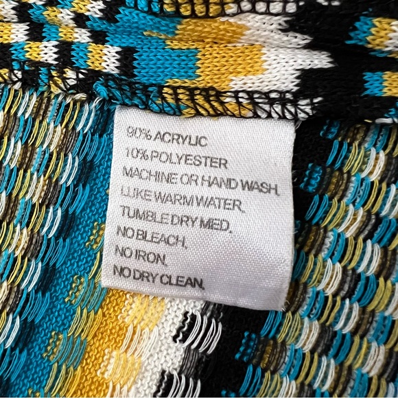 Exclusively MISOOK Full Zip Black Knit Blouse Long Sleeve Geometric Stripe XL - Picture 8 of 10